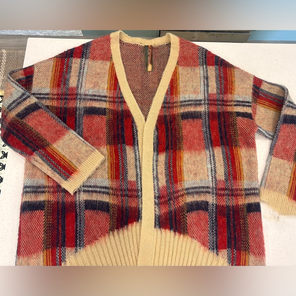 Aratta Silent Journey Plaid Open Front Womens Oversized Cardigan B#1
